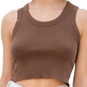 Brandy Melville Brown ribbed tank